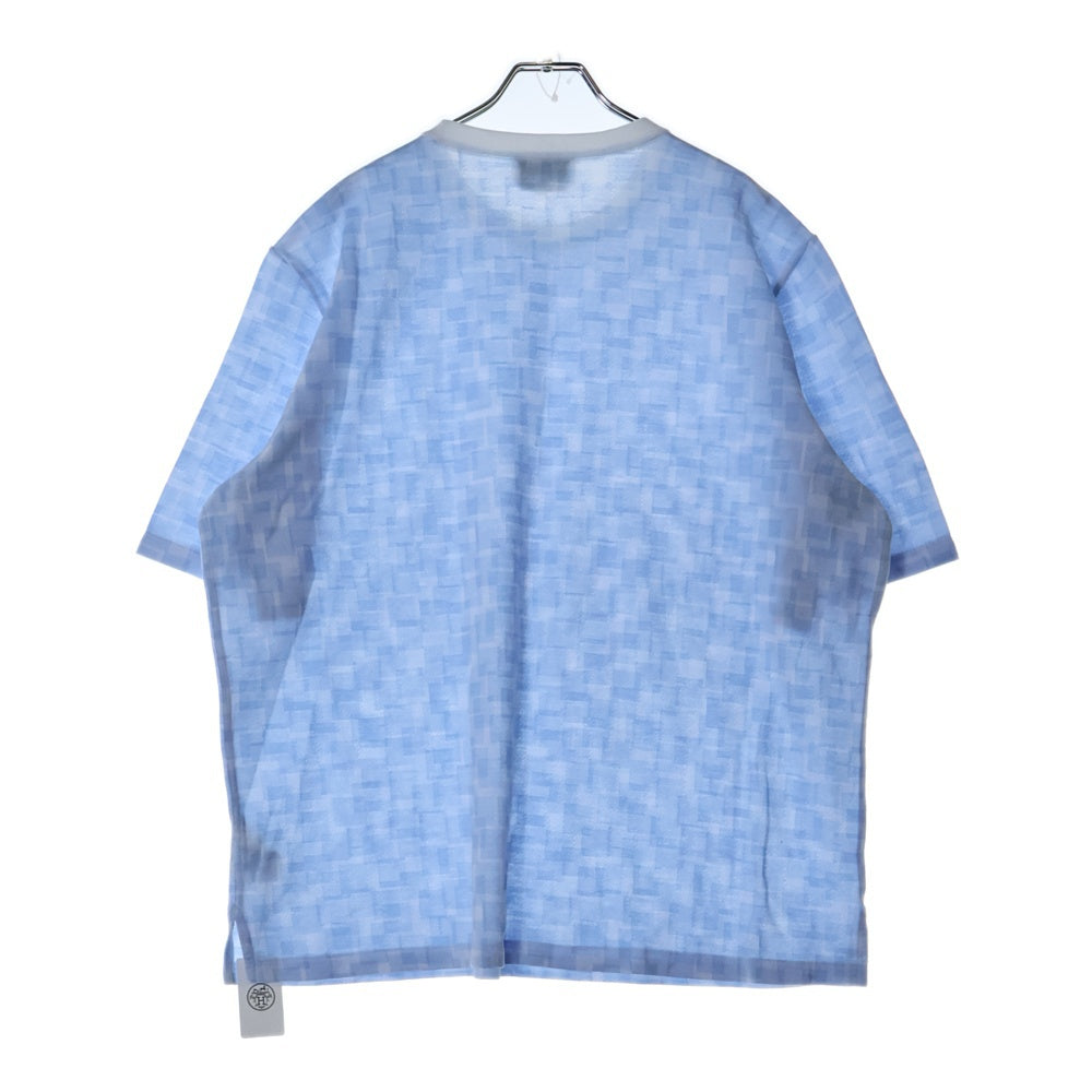 HERMES(エルメス) Calques en H H557990HA コットン半袖Tシャツ ホワイト/ブルー