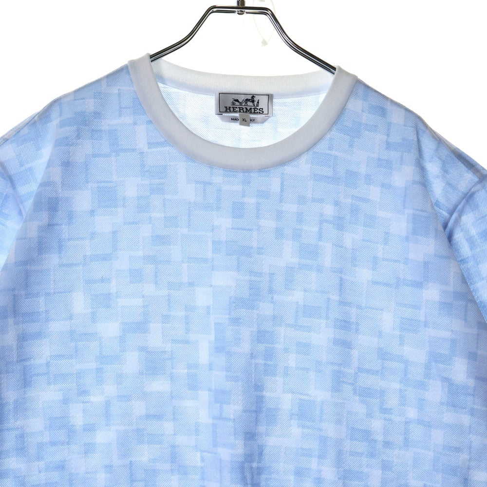 HERMES(エルメス) Calques en H H557990HA コットン半袖Tシャツ ホワイト/ブルー