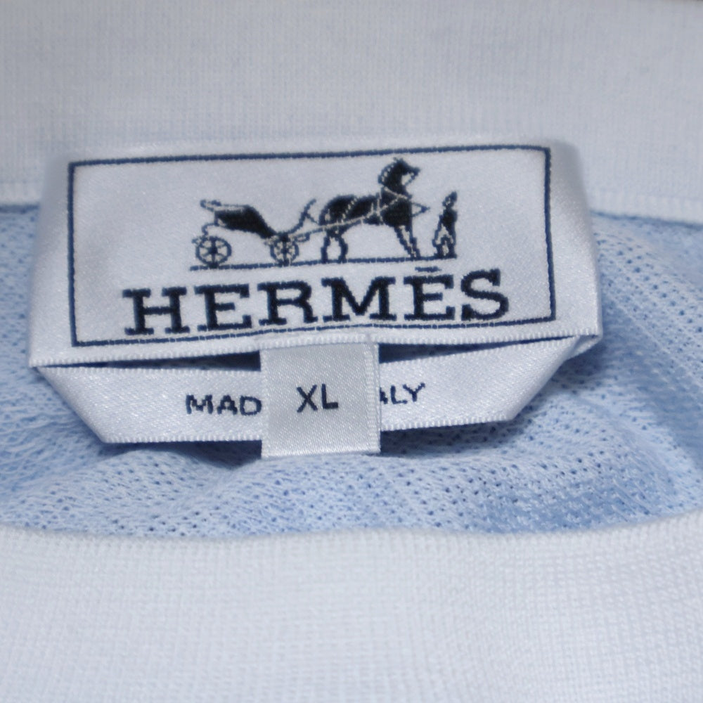 HERMES(エルメス) Calques en H H557990HA コットン半袖Tシャツ ホワイト/ブルー