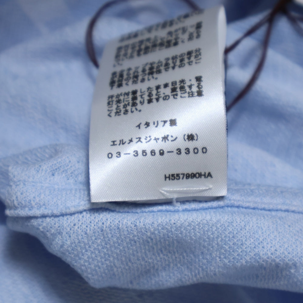 HERMES(エルメス) Calques en H H557990HA コットン半袖Tシャツ ホワイト/ブルー