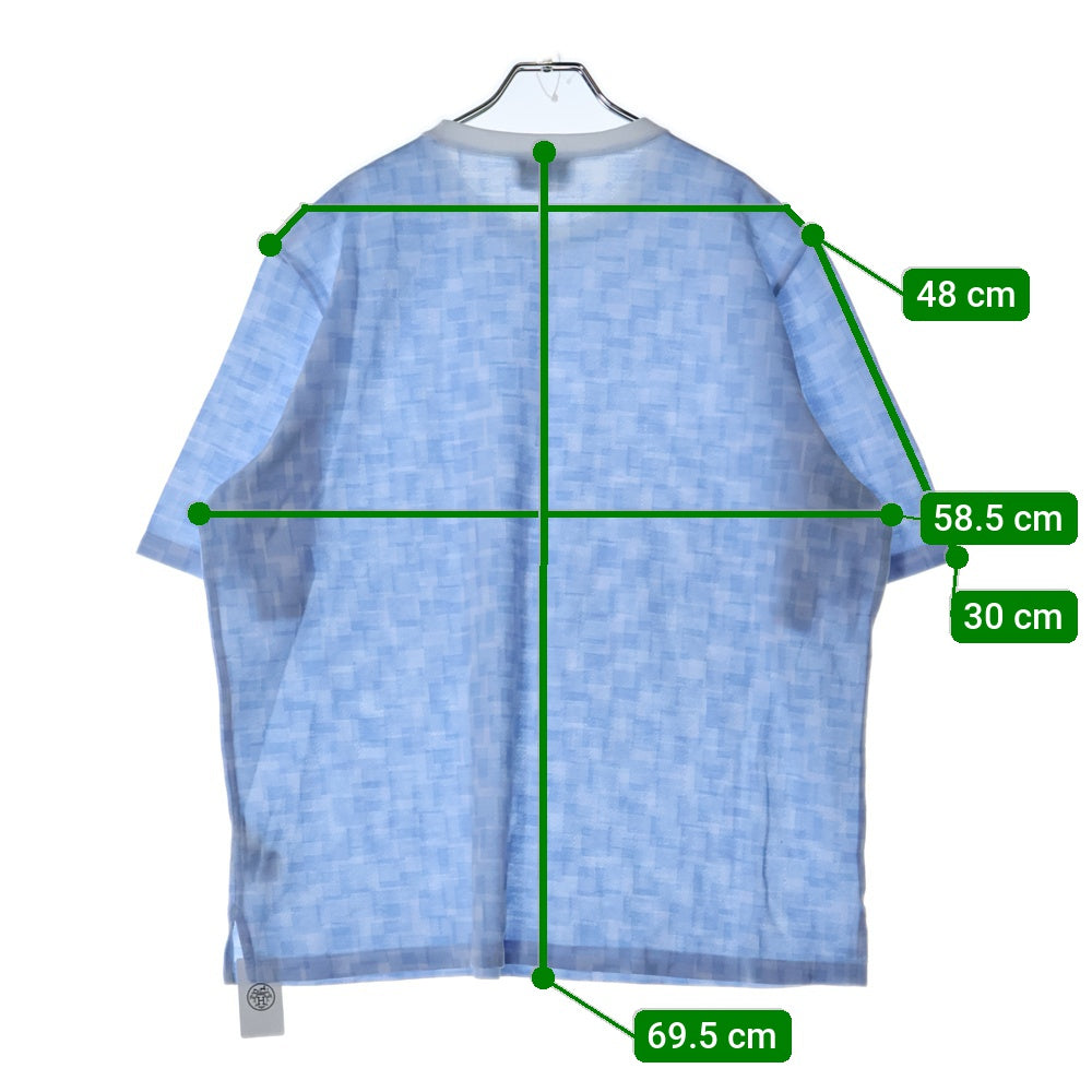 HERMES(エルメス) Calques en H H557990HA コットン半袖Tシャツ ホワイト/ブルー