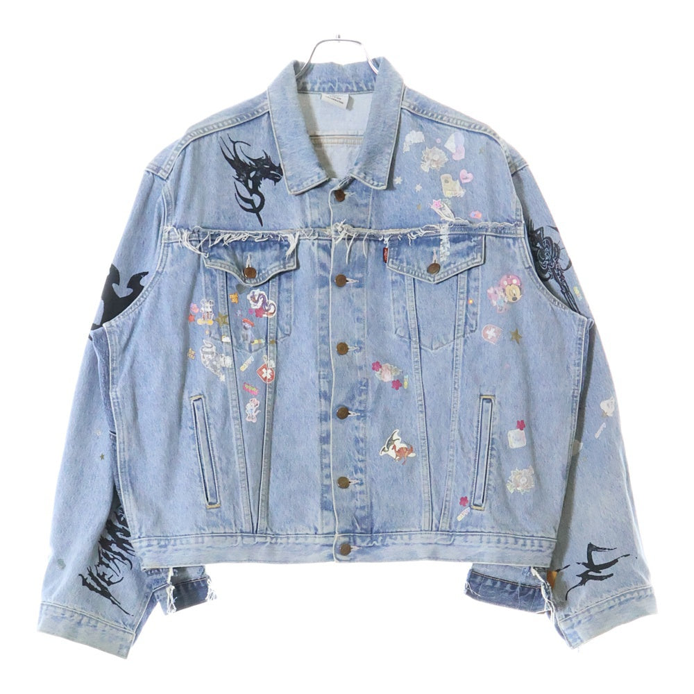 VETEMENTS(ヴェトモン) 18AW ×LEVIS Tribal Sticker Oversize Denim Jacket WAH19JA111 ×リーバイス トライバルステッカー 再構築オーバーサイズデニムジャケット インディゴ