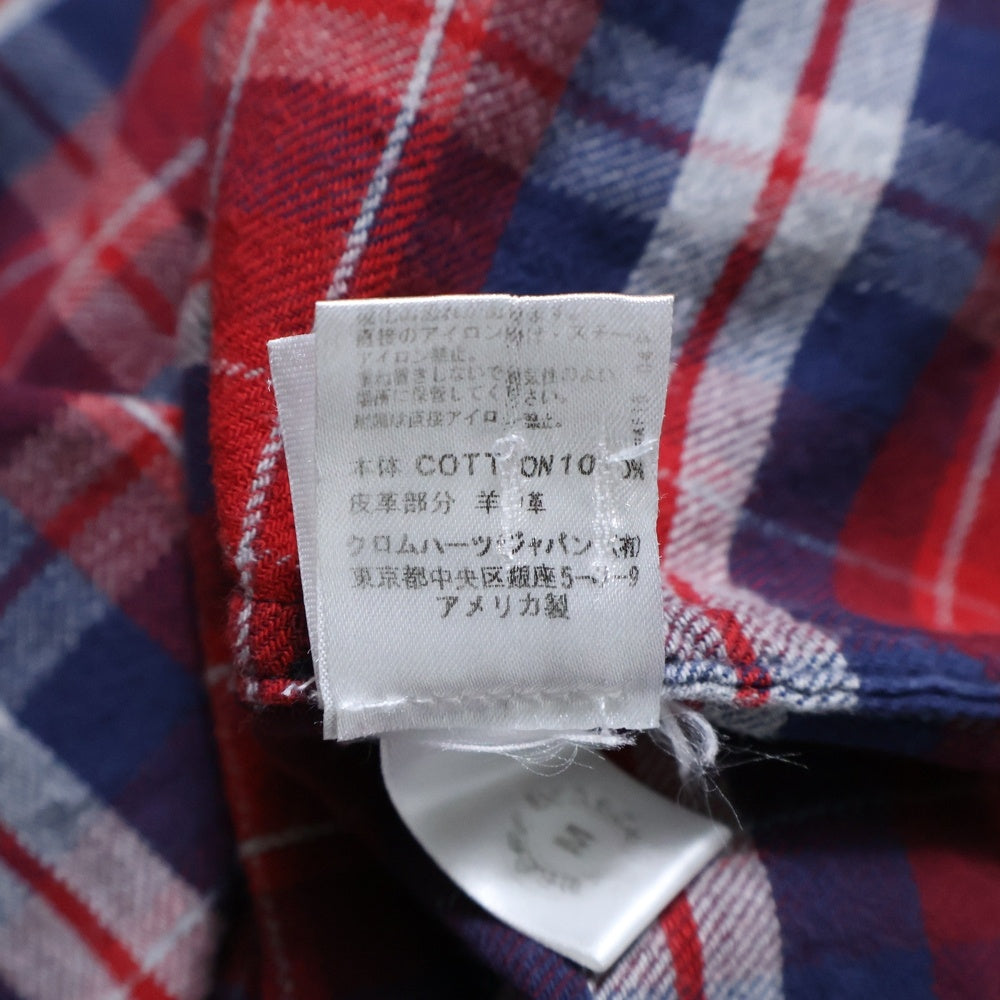 CHROME HEARTS(クロムハーツ) LOOSEENDS ルーズエンド チェックシャツ クロスパッチ付き クロスボタン 長袖シャツ レッド