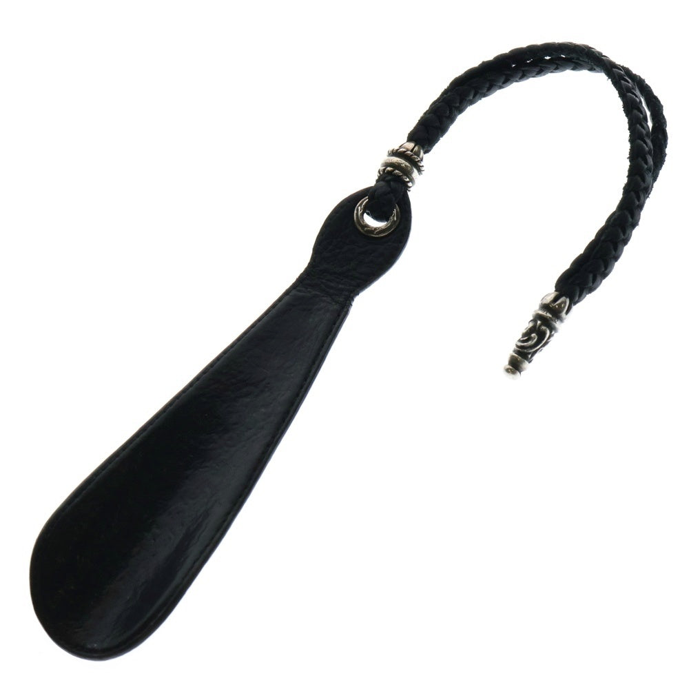 CHROME HEARTS(クロムハーツ) SHOE HORN SHORT2 LTHR シューホーン-ショート♯2 ラージブレイデッドストラップ 靴ベラ ブラック