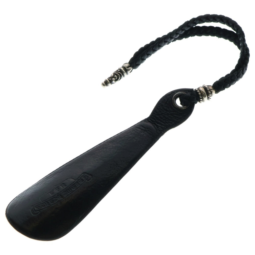CHROME HEARTS(クロムハーツ) SHOE HORN SHORT2 LTHR シューホーン-ショート♯2 ラージブレイデッドストラップ 靴ベラ ブラック