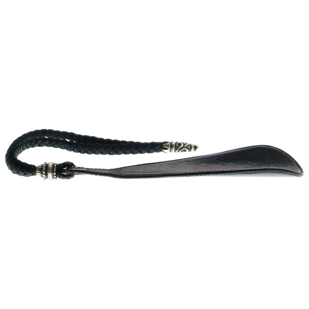 CHROME HEARTS(クロムハーツ) SHOE HORN SHORT2 LTHR シューホーン-ショート♯2 ラージブレイデッドストラップ 靴ベラ ブラック