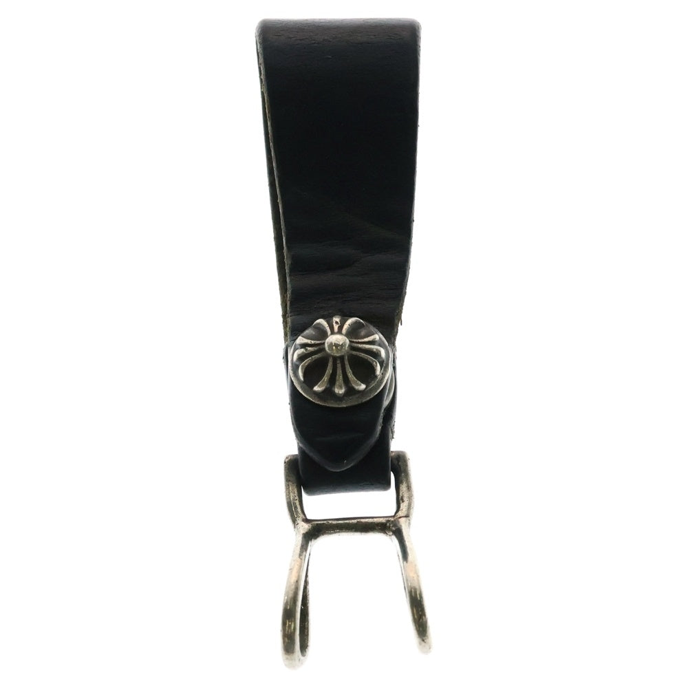 CHROME HEARTS(クロムハーツ) BELT LOOP クロスボールボタンレザーベルトループ シルバー/ブラック BCA397