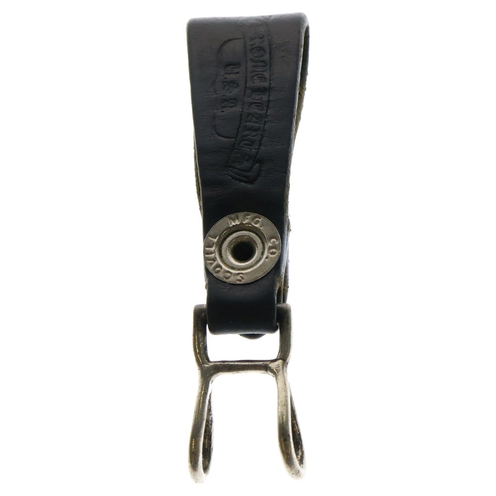 CHROME HEARTS(クロムハーツ) BELT LOOP クロスボールボタンレザーベルトループ シルバー/ブラック BCA397