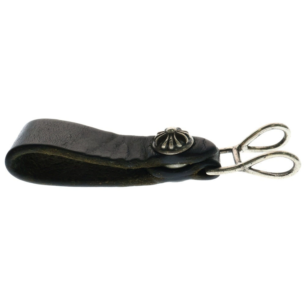 CHROME HEARTS(クロムハーツ) BELT LOOP クロスボールボタンレザーベルトループ シルバー/ブラック BCA397