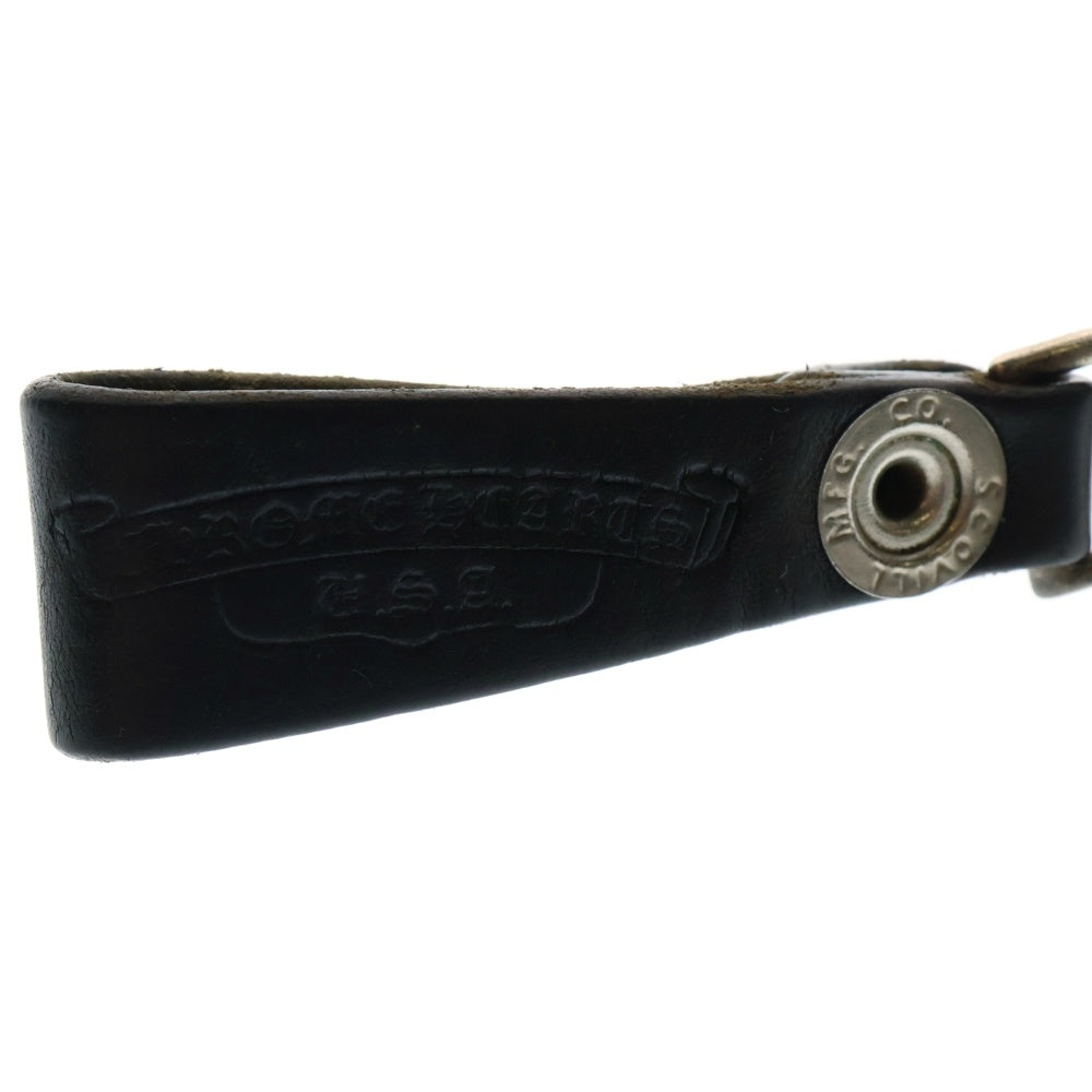 CHROME HEARTS(クロムハーツ) BELT LOOP クロスボールボタンレザーベルトループ シルバー/ブラック BCA397