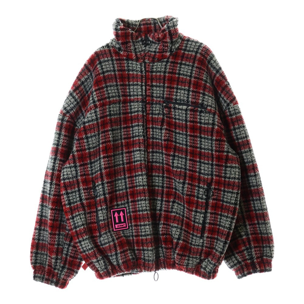 OFF-WHITE(オフホワイト) 19AW Plaid Fleece Jacket OMEA186E19E19002 プレイド チェック ジップアップ フリースジャケット レッド/グレー