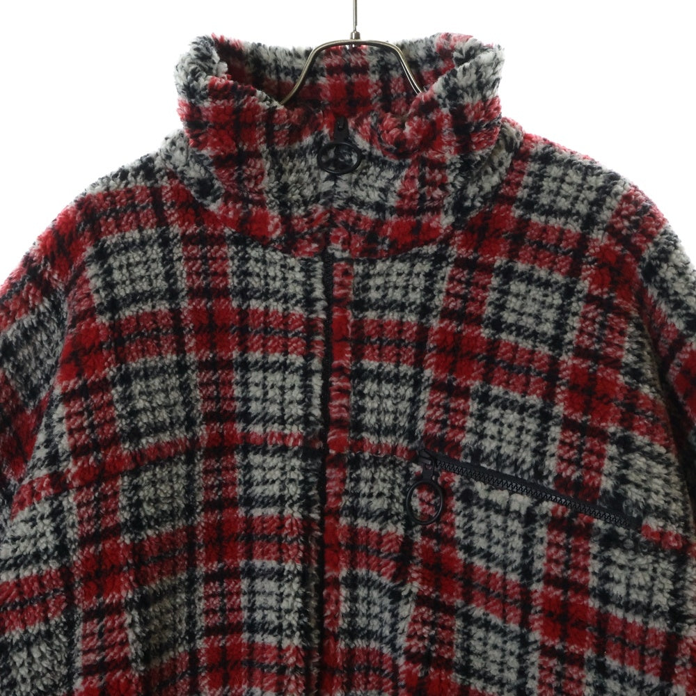 OFF-WHITE(オフホワイト) 19AW Plaid Fleece Jacket OMEA186E19E19002 プレイド チェック ジップアップ フリースジャケット レッド/グレー