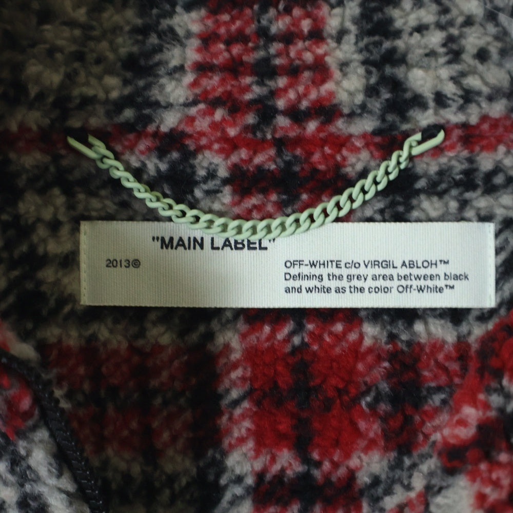 OFF-WHITE(オフホワイト) 19AW Plaid Fleece Jacket OMEA186E19E19002 プレイド チェック ジップアップ フリースジャケット レッド/グレー