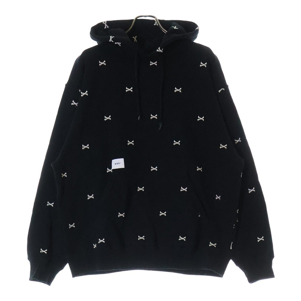 WTAPS(ダブルタップス) 22AW ACNE HOODY CTPL TEXTILE 222ATDT-CSM26 クロスボーン 刺繍 プルオーバーパーカー ブラック