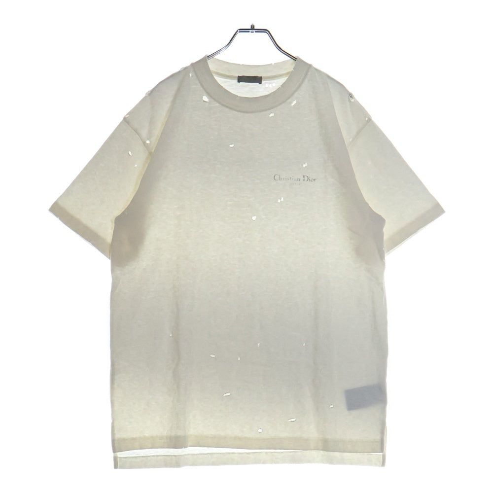 DIOR(ディオール) 23AW ダメージ加工リラックスフィットコットンジャージー半袖Tシャツ 343J636A0849 ホワイト
