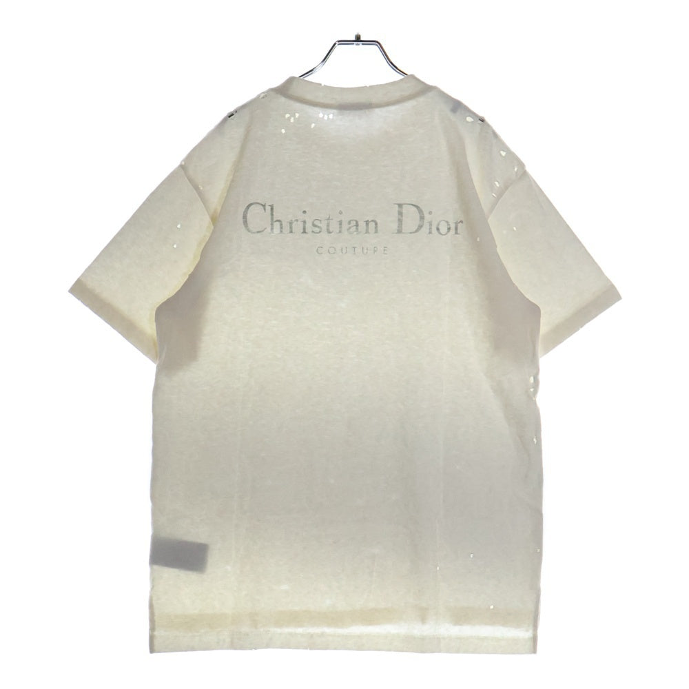 DIOR(ディオール) 23AW ダメージ加工リラックスフィットコットンジャージー半袖Tシャツ 343J636A0849 ホワイト