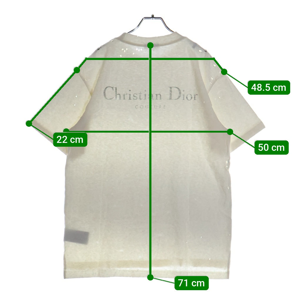 DIOR(ディオール) 23AW ダメージ加工リラックスフィットコットンジャージー半袖Tシャツ 343J636A0849 ホワイト