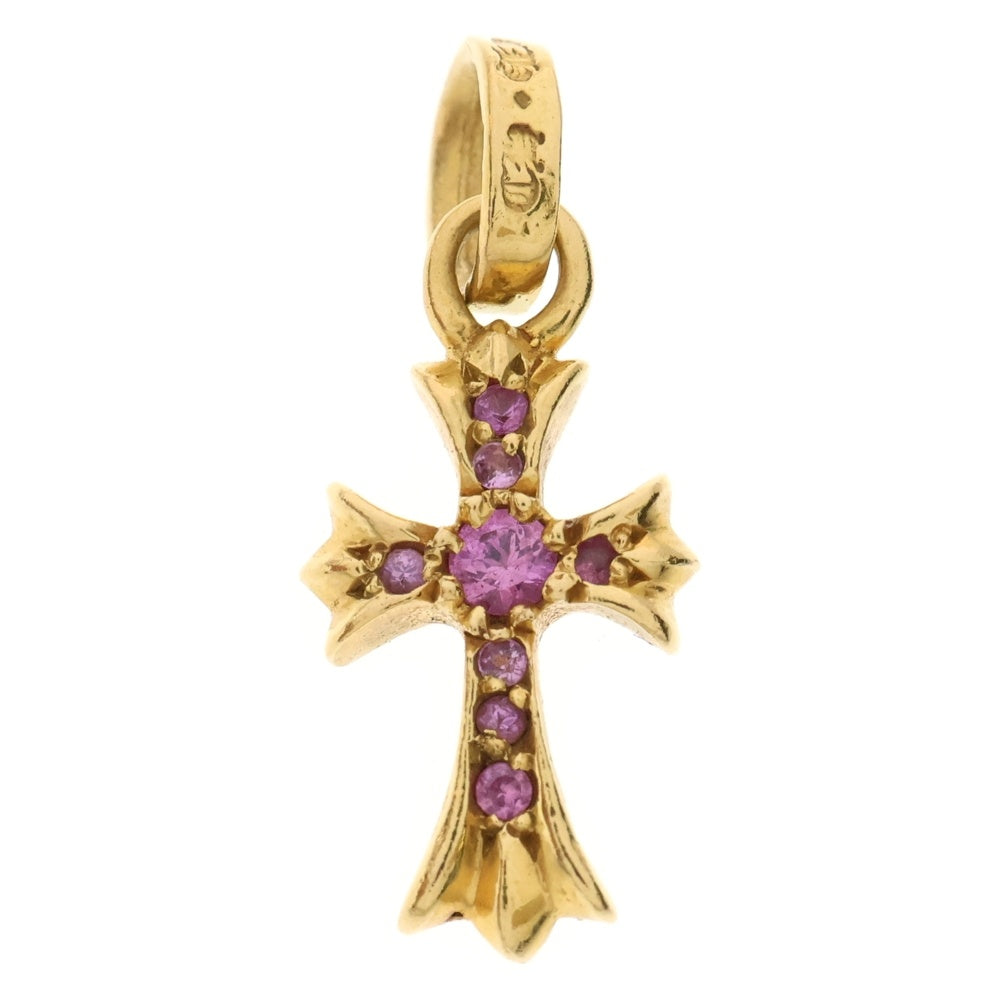 CHROME HEARTS(クロムハーツ) 22K CRS BBYFAT P/PSAP ベイビーファットクロス PAVEピンクサファイア ペンダントトップ ゴールド