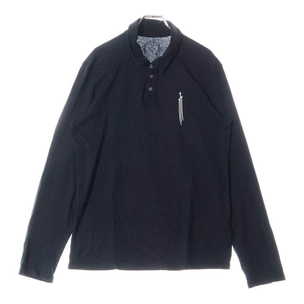 CHROME HEARTS(クロムハーツ) CH POLO L/S BSフレア RS3プリント長袖ポロシャツ ブラック