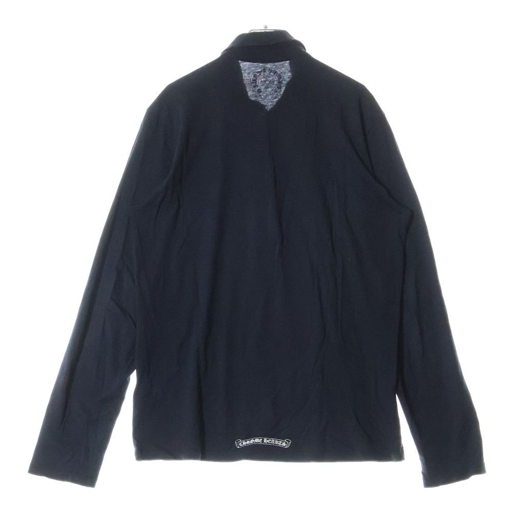 CHROME HEARTS(クロムハーツ) CH POLO L/S BSフレア RS3プリント長袖ポロシャツ ブラック