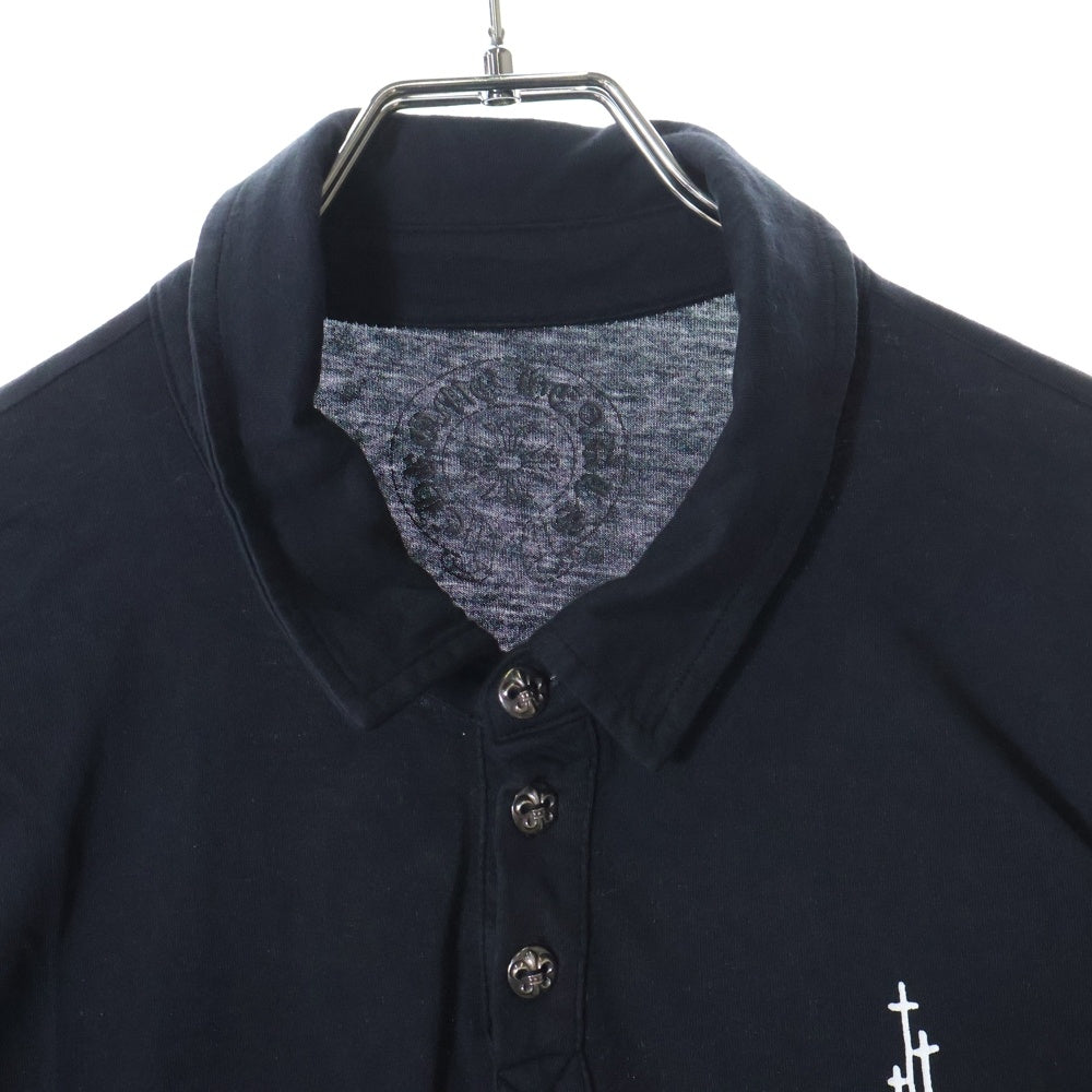 CHROME HEARTS(クロムハーツ) CH POLO L/S BSフレア RS3プリント長袖ポロシャツ ブラック