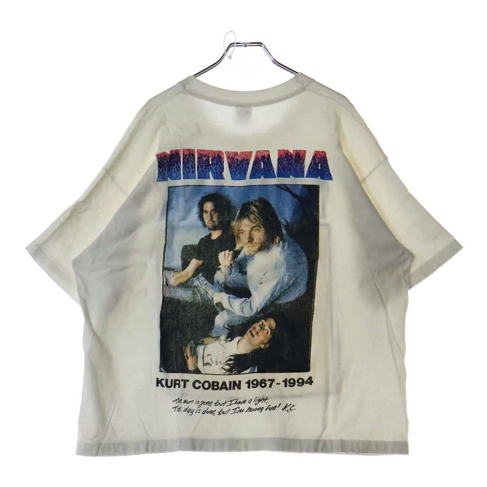VINTAGE(ヴィンテージ) 90s NIRVANA KURT COBAIN MEMORIAL BOOTLEG TEE ニルヴァーナ カートコバーン インユーテロ ブートレグ 両面プリント半袖Tシャツ カットソー ホワイト