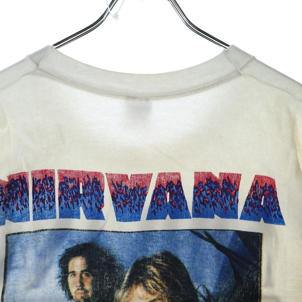 VINTAGE(ヴィンテージ) 90s NIRVANA KURT COBAIN MEMORIAL BOOTLEG TEE ニルヴァーナ カートコバーン インユーテロ ブートレグ 両面プリント半袖Tシャツ カットソー ホワイト