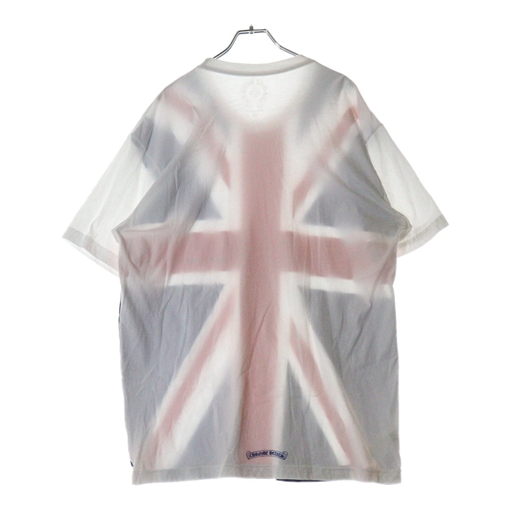 CHROME HEARTS(クロムハーツ) CH T-SHRT 1 ユニオンジャックプリントネックロゴ半袖Tシャツ ホワイト/ブルー/レッド