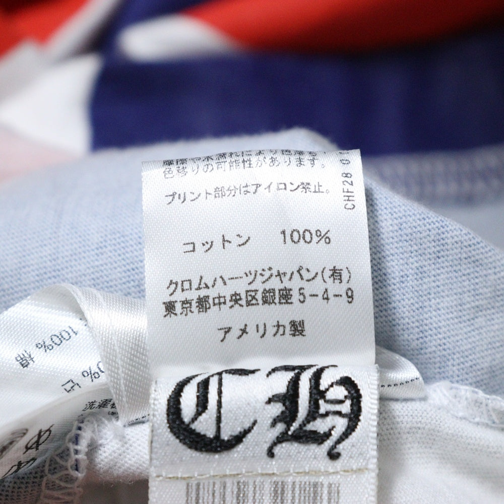 CHROME HEARTS(クロムハーツ) CH T-SHRT 1 ユニオンジャックプリントネックロゴ半袖Tシャツ ホワイト/ブルー/レッド