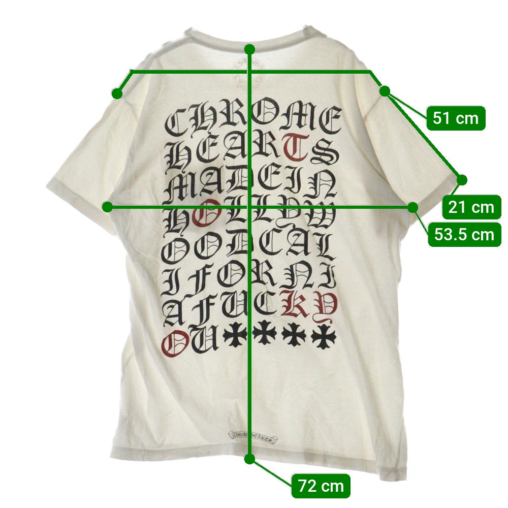 CHROME HEARTS(クロムハーツ) Made In Hollywood Vertical Logo Tee メイドインハリウッド ヴァーティカルロゴ半袖Tシャツ ホワイト