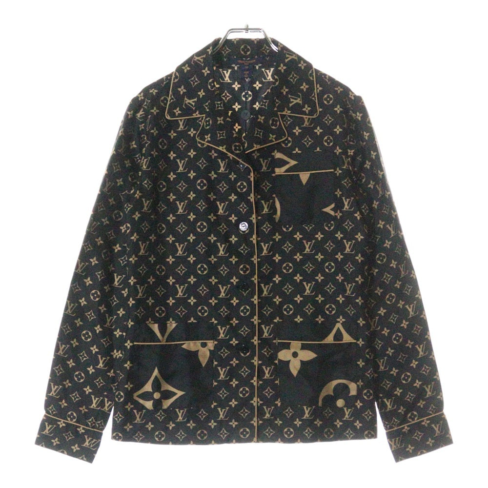 LOUIS VUITTON(ルイヴィトン) 23SS L/S Pajama Shirt RW231W PR0 FOBL06 モノグラムシルク長袖パジャマシャツ ブラック/ベージュ レディース