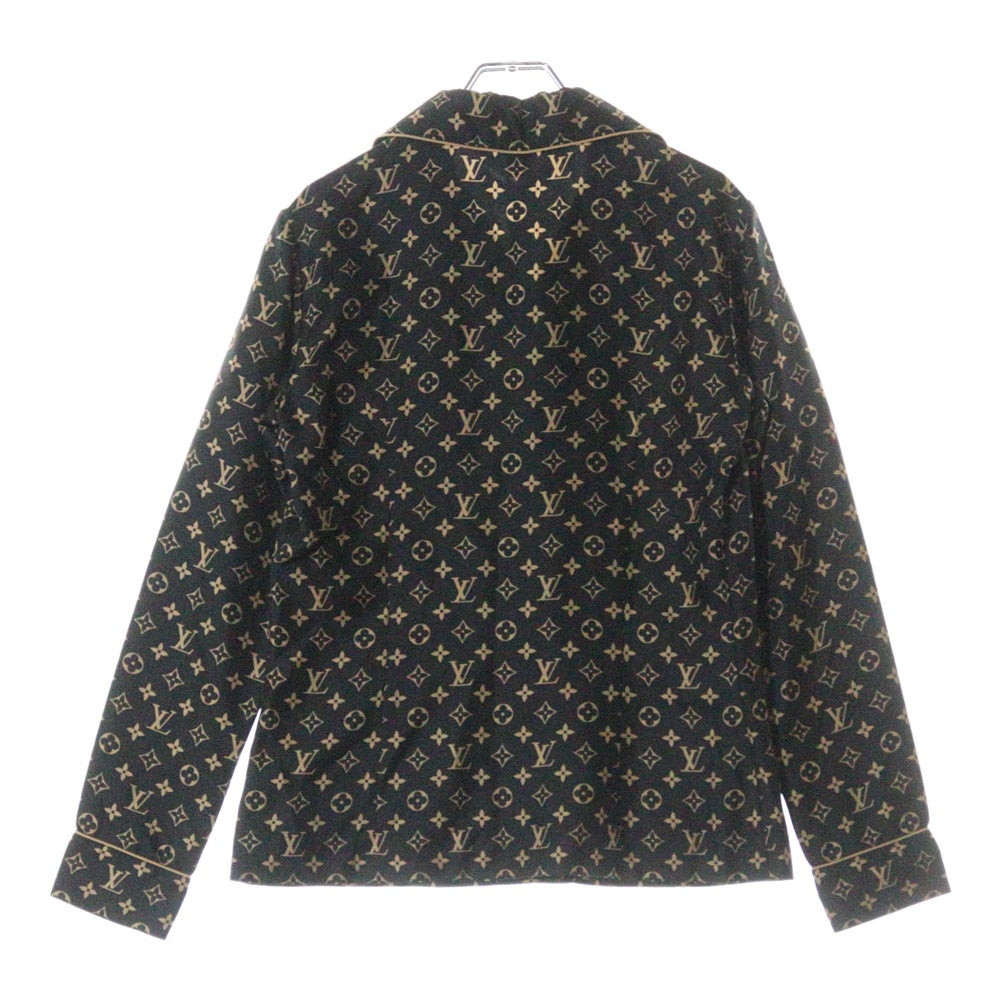 LOUIS VUITTON(ルイヴィトン) 23SS L/S Pajama Shirt RW231W PR0 FOBL06 モノグラムシルク長袖パジャマシャツ ブラック/ベージュ レディース