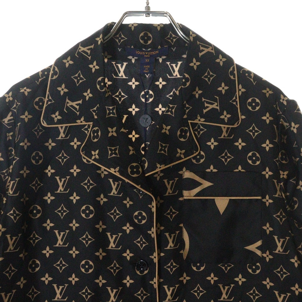LOUIS VUITTON(ルイヴィトン) 23SS L/S Pajama Shirt RW231W PR0 FOBL06 モノグラムシルク長袖パジャマシャツ ブラック/ベージュ レディース