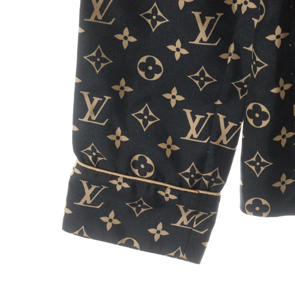 LOUIS VUITTON(ルイヴィトン) 23SS L/S Pajama Shirt RW231W PR0 FOBL06 モノグラムシルク長袖パジャマシャツ ブラック/ベージュ レディース
