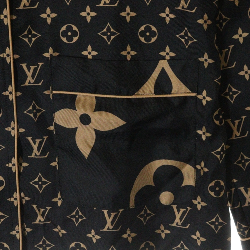 LOUIS VUITTON(ルイヴィトン) 23SS L/S Pajama Shirt RW231W PR0 FOBL06 モノグラムシルク長袖パジャマシャツ ブラック/ベージュ レディース