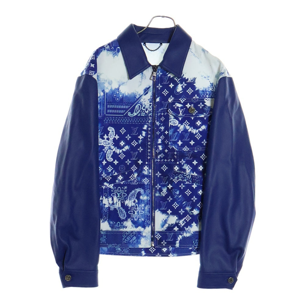LOUIS VUITTON(ルイヴィトン) 22AW Monoglam Bandana Mix Leather Denim Blouson RM222M MJY HNL04E モノグラム バンダナ柄レザー切り替えデニムジャケット ブルー