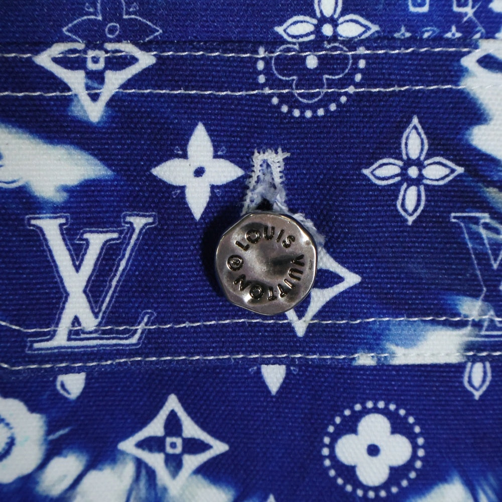 LOUIS VUITTON(ルイヴィトン) 22AW Monoglam Bandana Mix Leather Denim Blouson RM222M MJY HNL04E モノグラム バンダナ柄レザー切り替えデニムジャケット ブルー