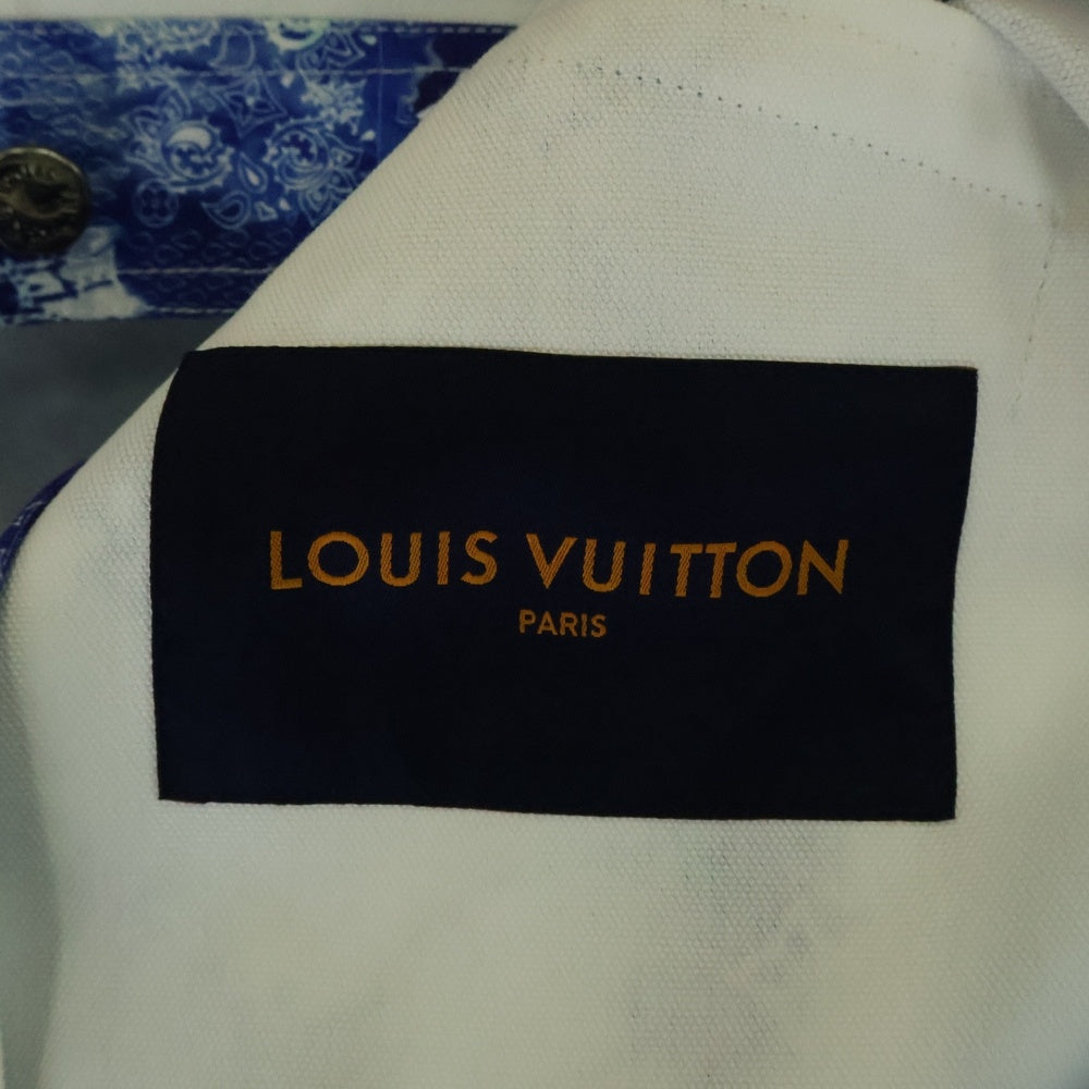 LOUIS VUITTON(ルイヴィトン) 22AW Monoglam Bandana Mix Leather Denim Blouson RM222M MJY HNL04E モノグラム バンダナ柄レザー切り替えデニムジャケット ブルー