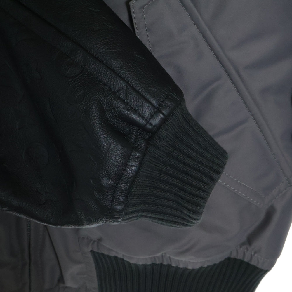 LOUIS VUITTON(ルイヴィトン) 23AW Monoglam Film Studios Mix Leather Blouson RM232 BQV HPL85E モノグラム フィルムスタジオ レザー切替バーシティジャケット ブラック/グレー
