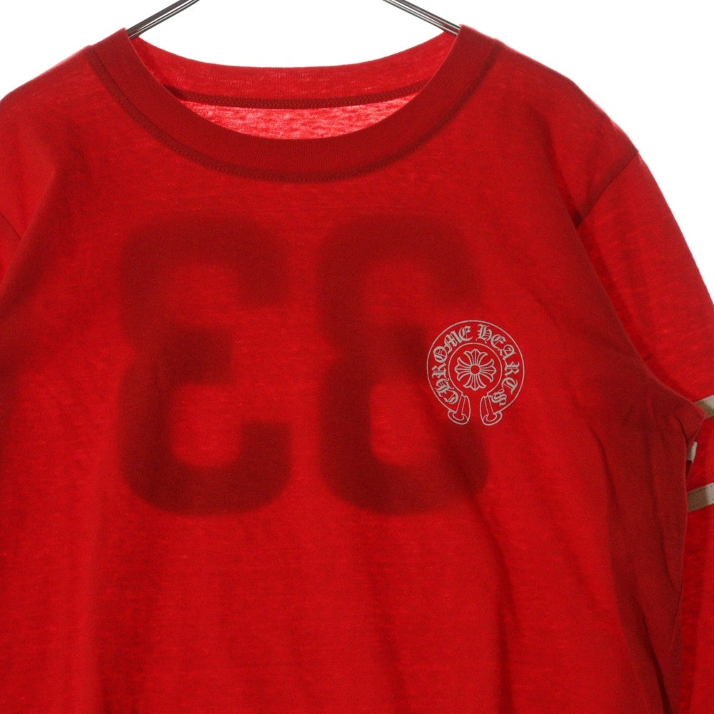 CHROME HEARTS(クロムハーツ) Roller Skates 33 Horseshoe Long Sleeve L/S Tee ホースシュープリント長袖Tシャツ レッド レディース