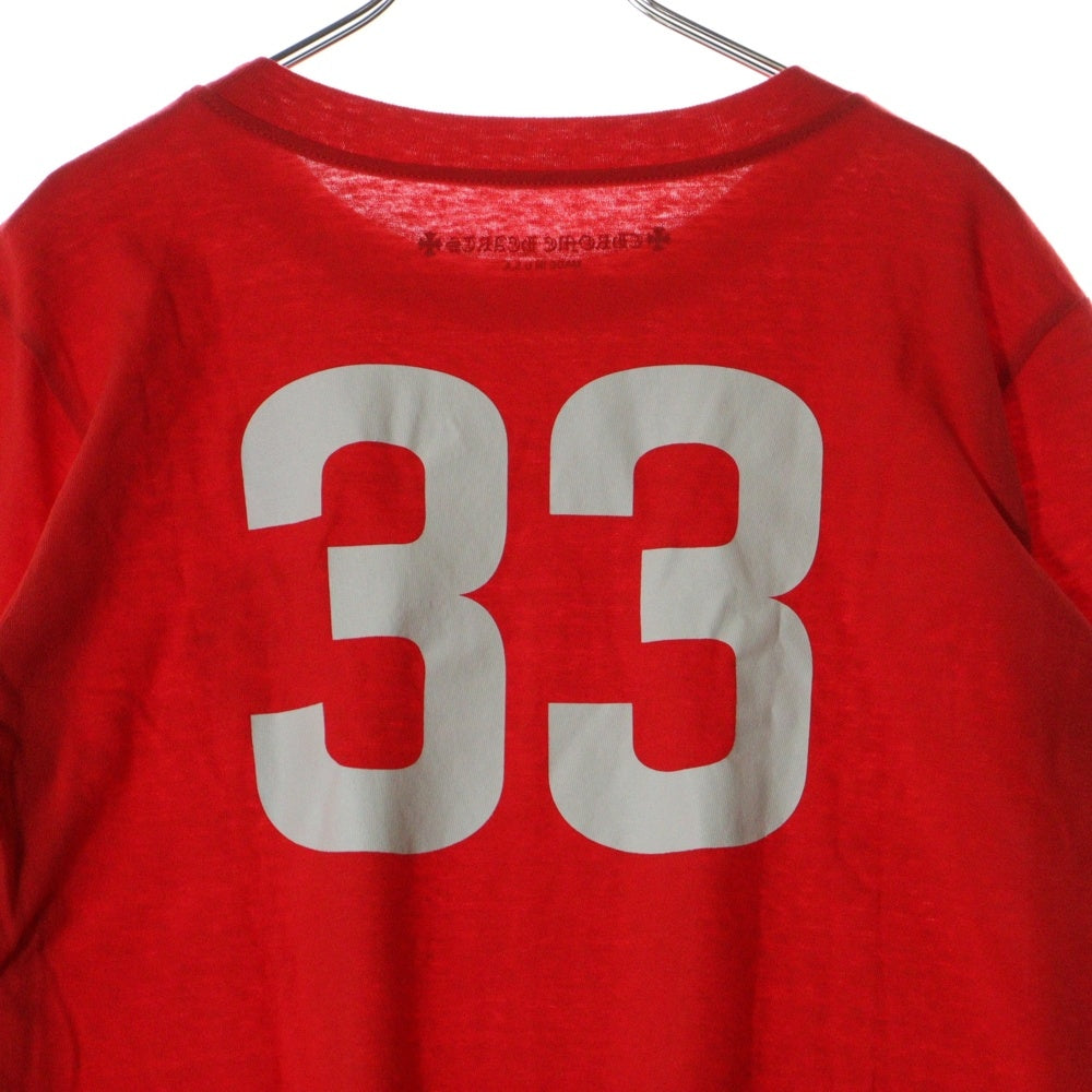 CHROME HEARTS(クロムハーツ) Roller Skates 33 Horseshoe Long Sleeve L/S Tee ホースシュープリント長袖Tシャツ レッド レディース
