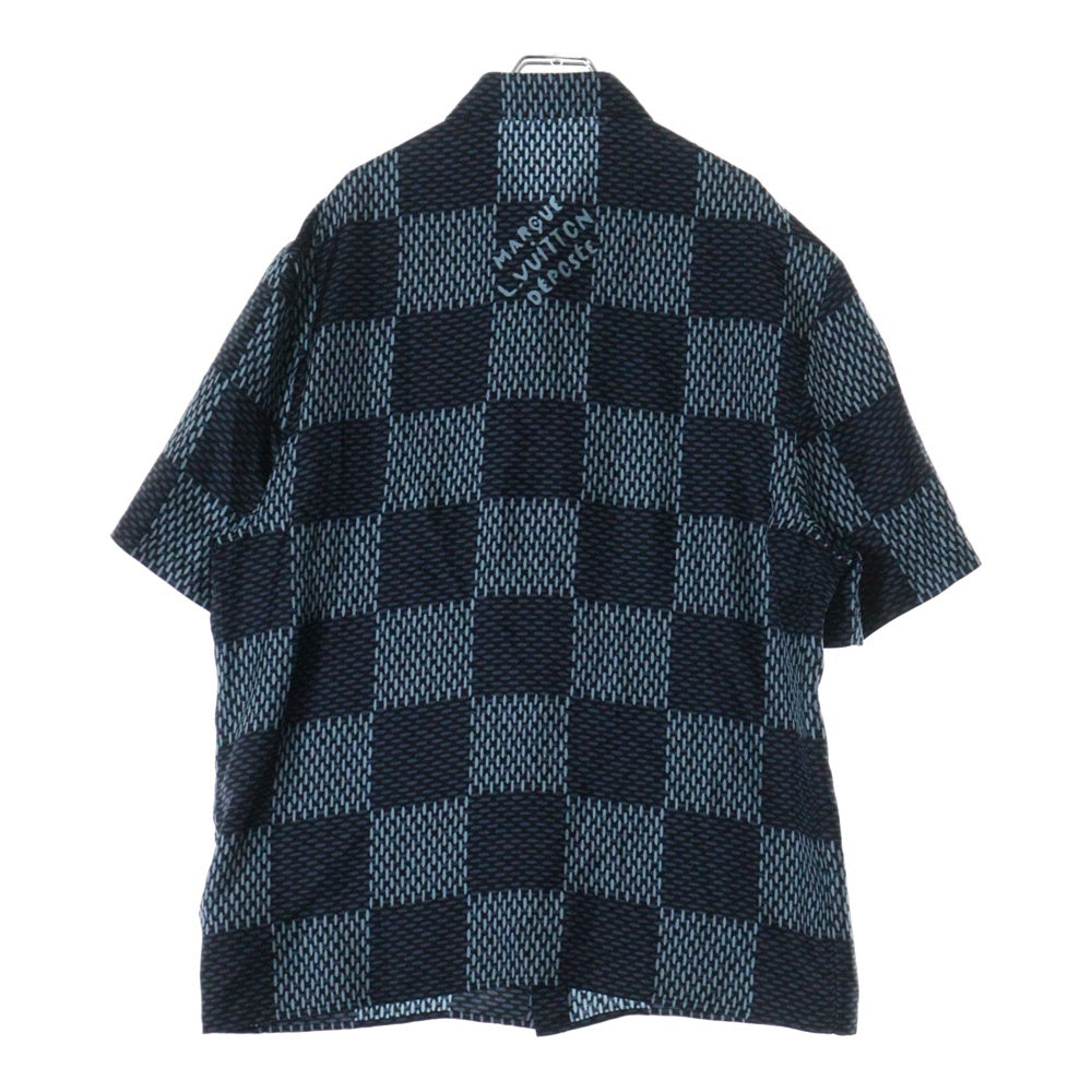 LOUIS VUITTON(ルイヴィトン) 25AW ダミエ総柄シルク半袖シャツ RM252MQ FYQ HTS41W ネイビー
