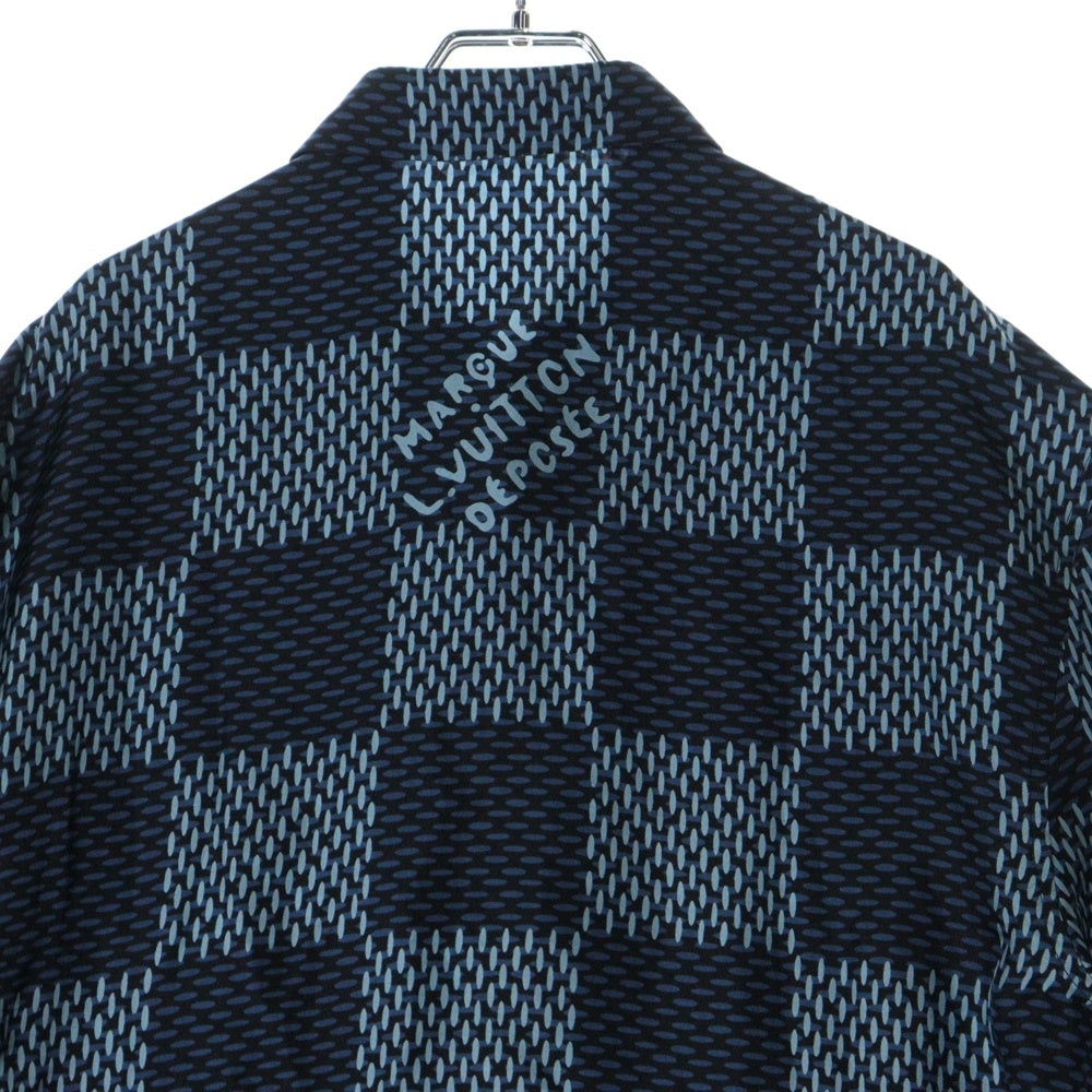LOUIS VUITTON(ルイヴィトン) 25AW ダミエ総柄シルク半袖シャツ RM252MQ FYQ HTS41W ネイビー