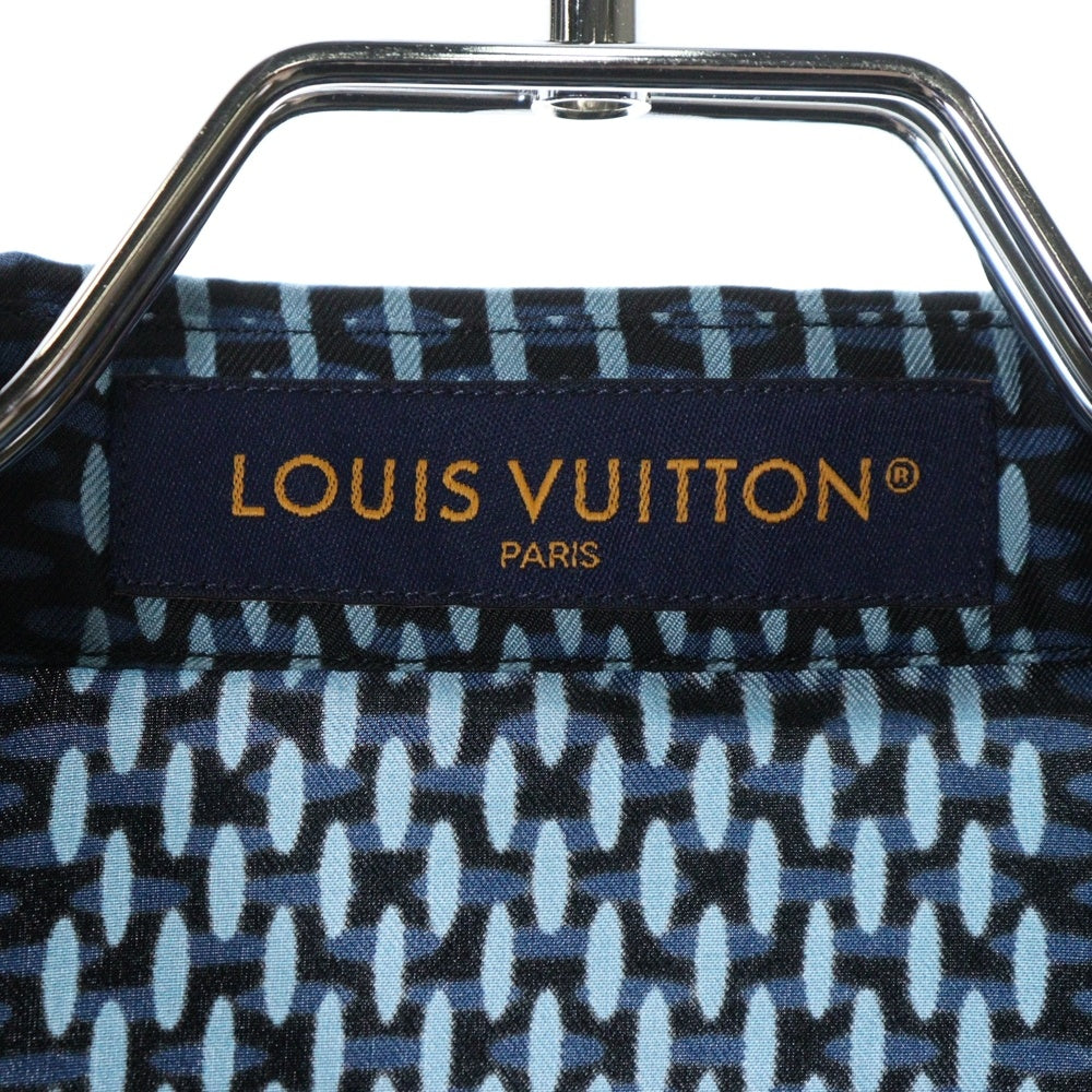 LOUIS VUITTON(ルイヴィトン) 25AW ダミエ総柄シルク半袖シャツ RM252MQ FYQ HTS41W ネイビー
