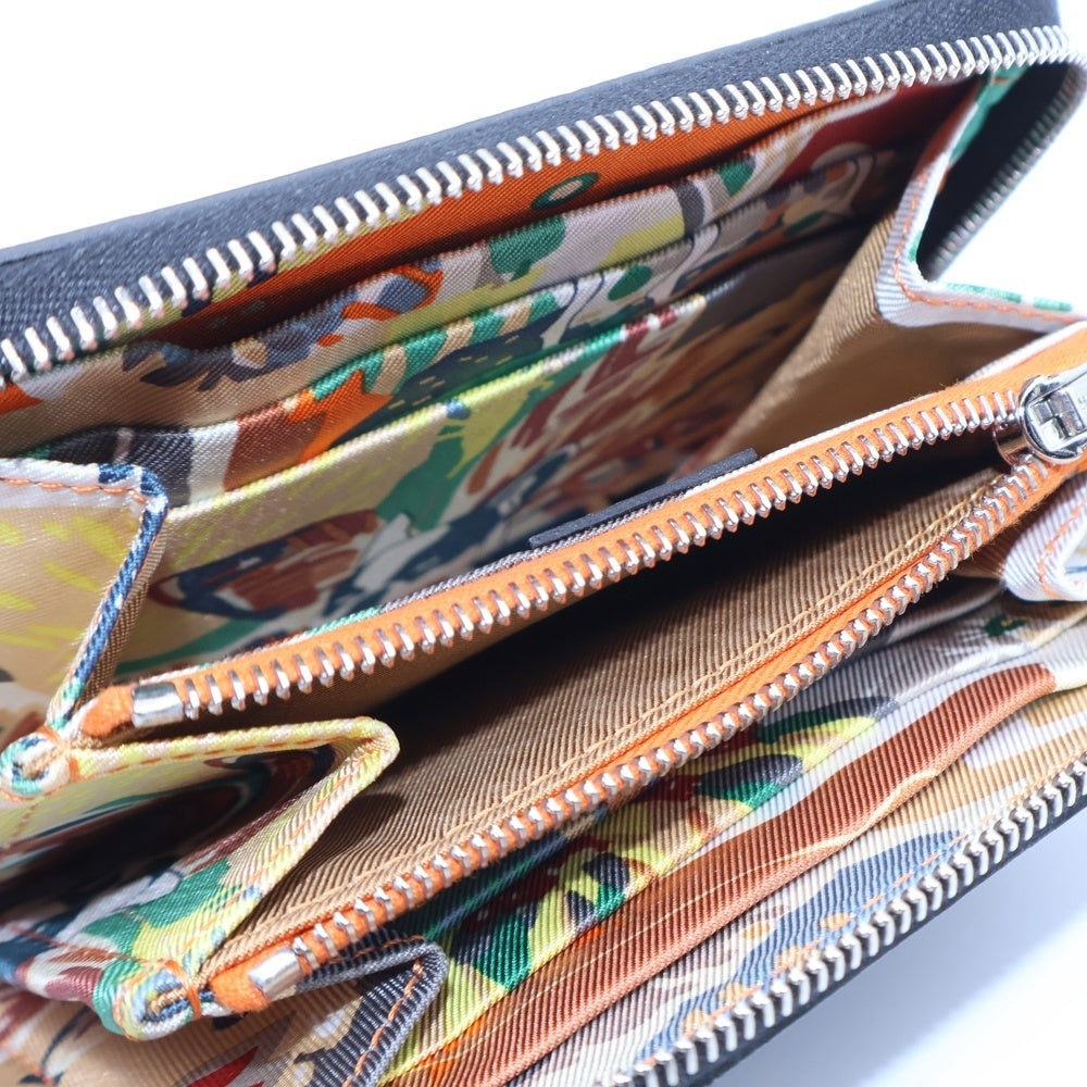 HERMES(エルメス) ザップ シルクイン コンパクトラウンドファスナーショートウォレット B刻印 シルバー金具 ブラック