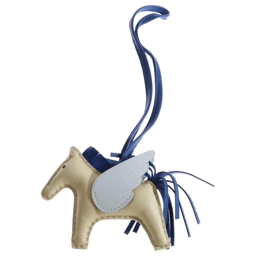 HERMES(エルメス) ロデオペガサス PM レザーチャーム W刻印 ベージュ/ブルー