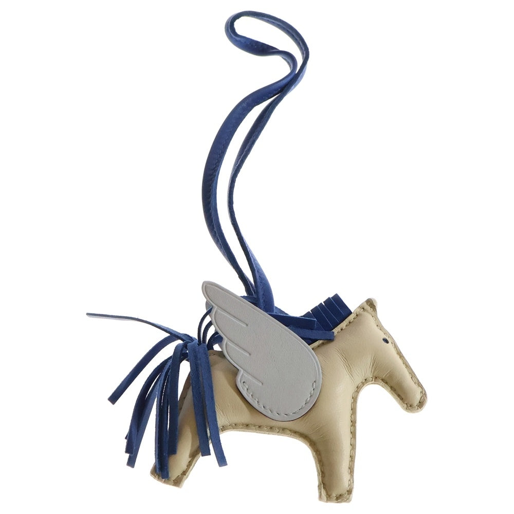 HERMES(エルメス) ロデオペガサス PM レザーチャーム W刻印 ベージュ/ブルー