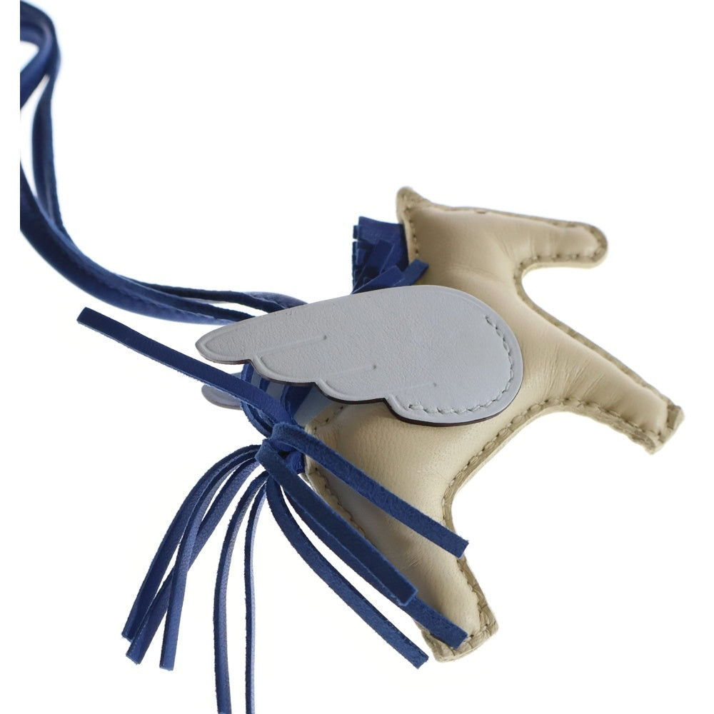 HERMES(エルメス) ロデオペガサス PM レザーチャーム W刻印 ベージュ/ブルー