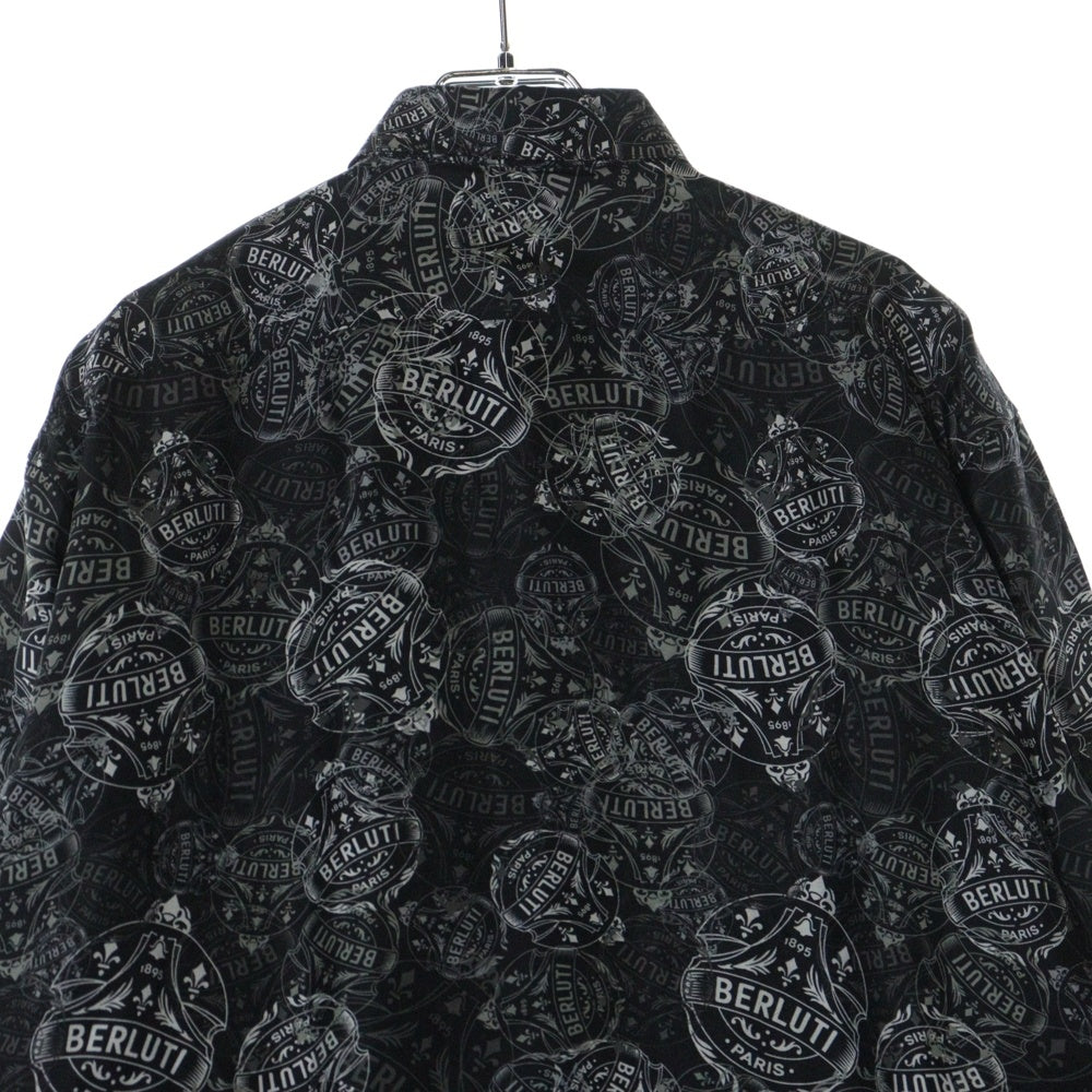 Berluti(ベルルッティ) Print Silk Shirt R18HTL52SBCI 総柄シルク長袖シャツ ブラック