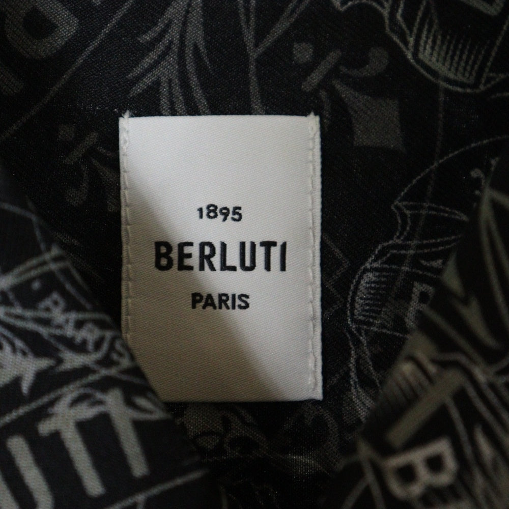 Berluti(ベルルッティ) Print Silk Shirt R18HTL52SBCI 総柄シルク長袖シャツ ブラック